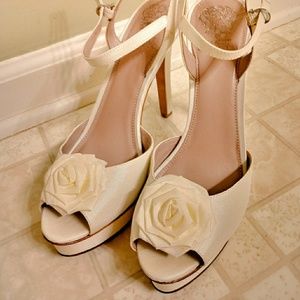 Vince Camuto White Wedding Platform Heels